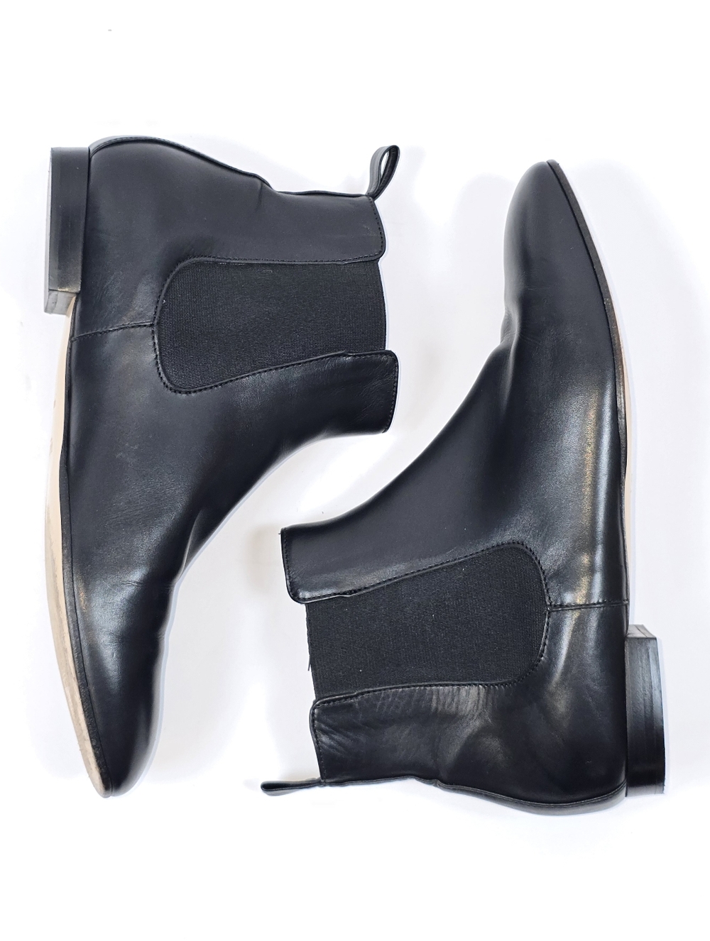 Varda Chelsea Leather Ankle Boots Flat Heel Pull On Style Women Sz.39 - Picture 6 of 12